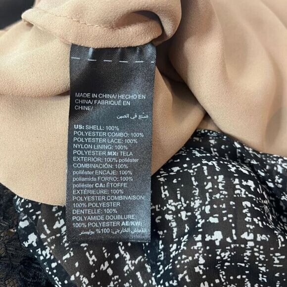 White House Black Market Women’s 0 Blouse Black White Long Sleeve Keyhole Back - Picture 10 of 11